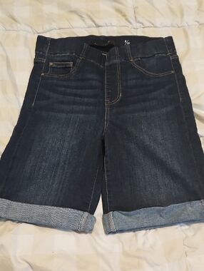 LIVERPOOL Dark Wash Denim Bermuda Shorts - Rolled Hem